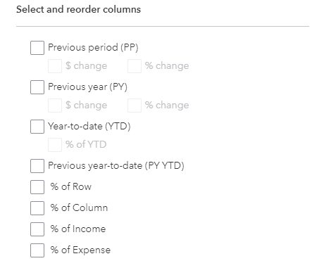 Change Columns Drop Down Menu
